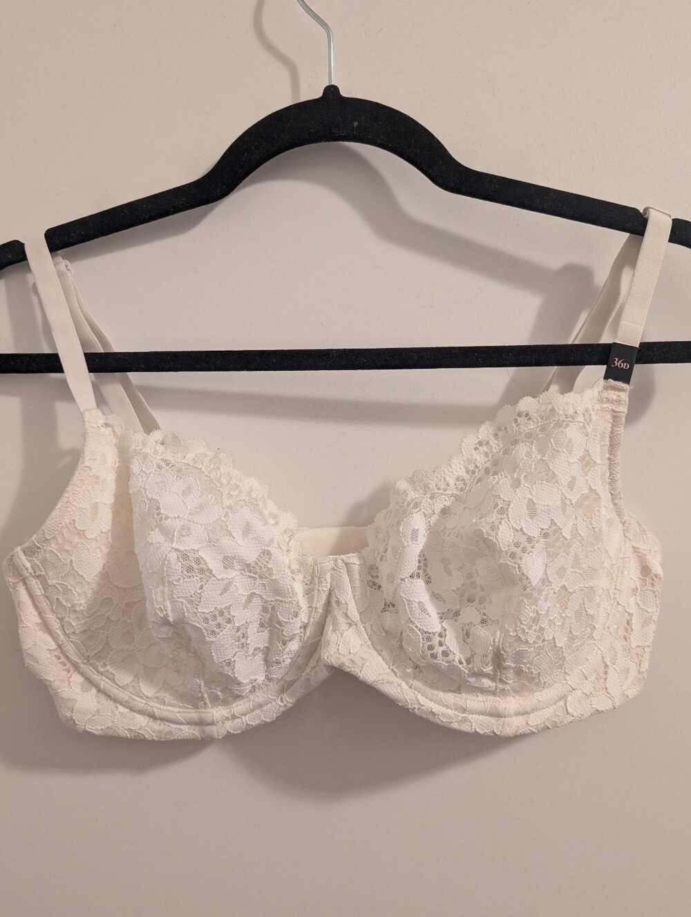 Victorias Secret Lace Trim Soft-Cup Bra - Unlined Demi, 36D